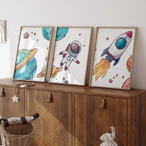 Printable Nursery Space Themed Prints, Space Adventure Nursery Art, Children's Space prints, Space Bedroom Prints, Rocketship & Astronaut