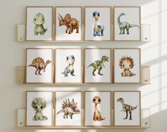 Dinosaur Gallery Art Prints Set: Boys Room Decor (Set of 12 - Digital Download)