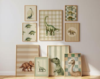 Watercolour Dinosaur Wall Art Set of 3: PICK YOUR OWN, Dino Nursery Prints, Kids Room Decor