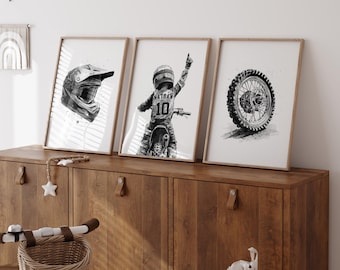 Impressions motocross personnalisées, impressions moto cross, art mural motocross, art mural moto cross, décoration chambre de garçons, posters motocross imprimables