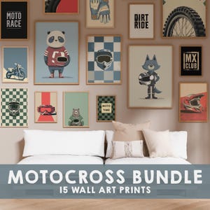 15 Motocross Wall Art Prints for Boys, Retro Motocross Prints, Vintage Motorsport Room Decor, Sports Posters, Kids Room, Nursery Printable