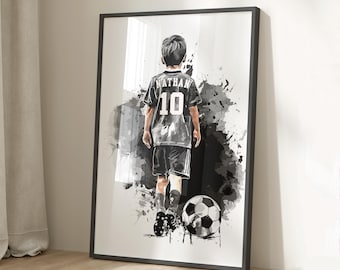 Personalised Football Gift for Boys Bedroom Decor, Sports Shirt Print for Son
