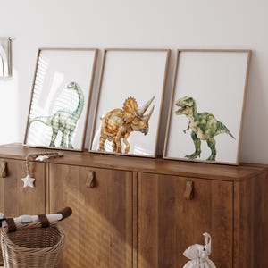 Printable Dinosaur Prints, Set of 3 Dinosaur Posters, Toddler Room Decor, Dinosaur Wall Decor, Dinosaur Artwork, Dinosaur Gift, Boy Wall Art