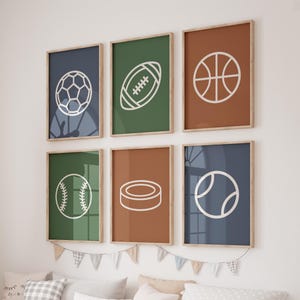 Set of 6 Sports Nursery Prints, Boys Room Decor, Sports Bedroom Decor, Custom Sports Wall Art, Posters for Boys, Toddler Room, Kids Nursery