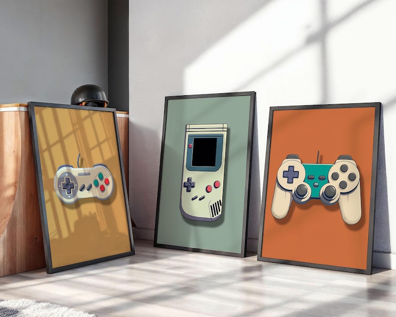 Retro Gaming Wall Art Prints, Set of 3 Vintage Gaming Wall Art, Gamer Wall Art, Boys Room Gamer Decor, Video Games Room Art, Gift for Gamer immagine 5