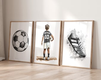 Personalised Football Wall Art Prints, Football Poster, Boys Bedroom Football Decor, Boys Football Gift, Football Wall Art, Football Prints