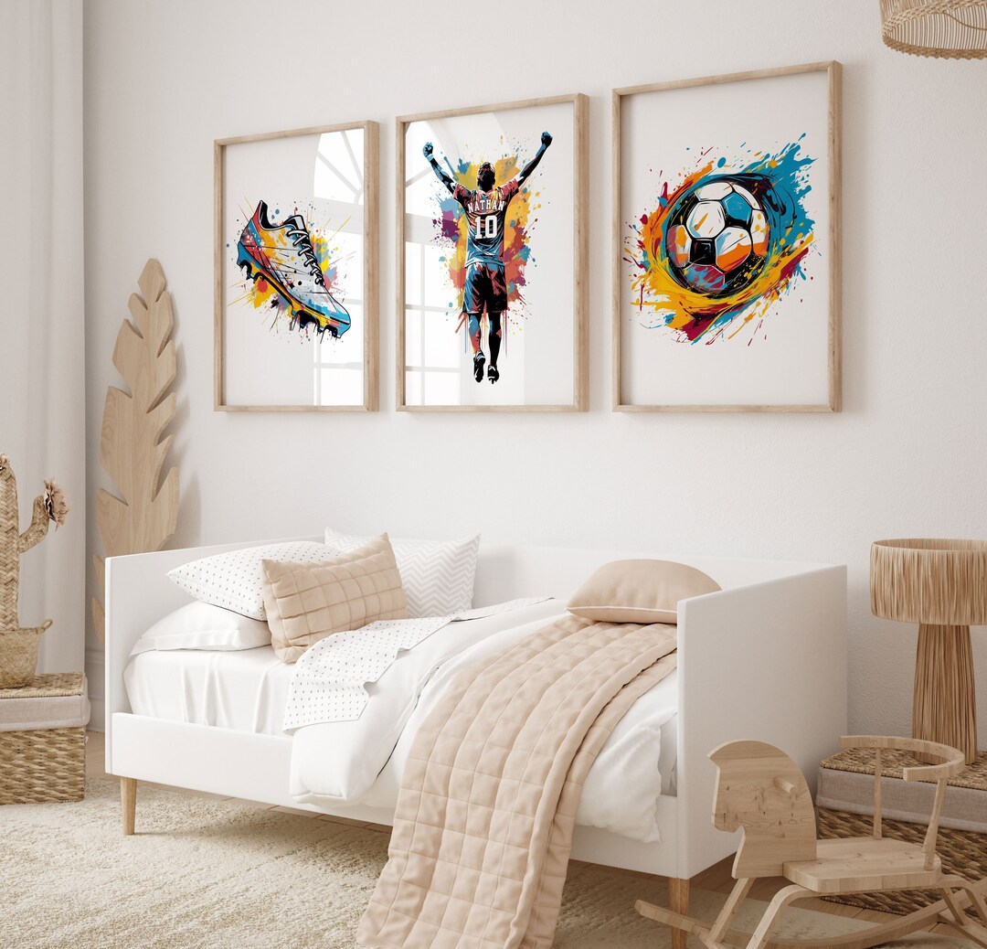 Printable Soccer Wall Art Prints, Custom Soccer Poster, Boys Bedroom ...