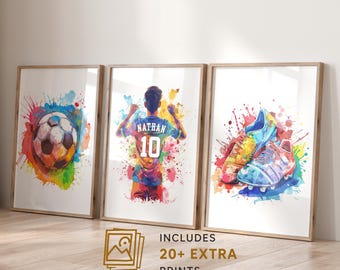 Personalized Soccer Wall Art: Custom Name & Number Soccer Jersey for Boys Room Decor - Football Gifts for Kids