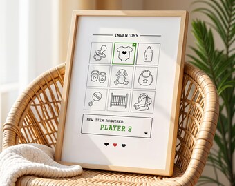 Gamer Dad Baby Announcement Print, Custom Gaming Husband Pregnancy Reveal Gift