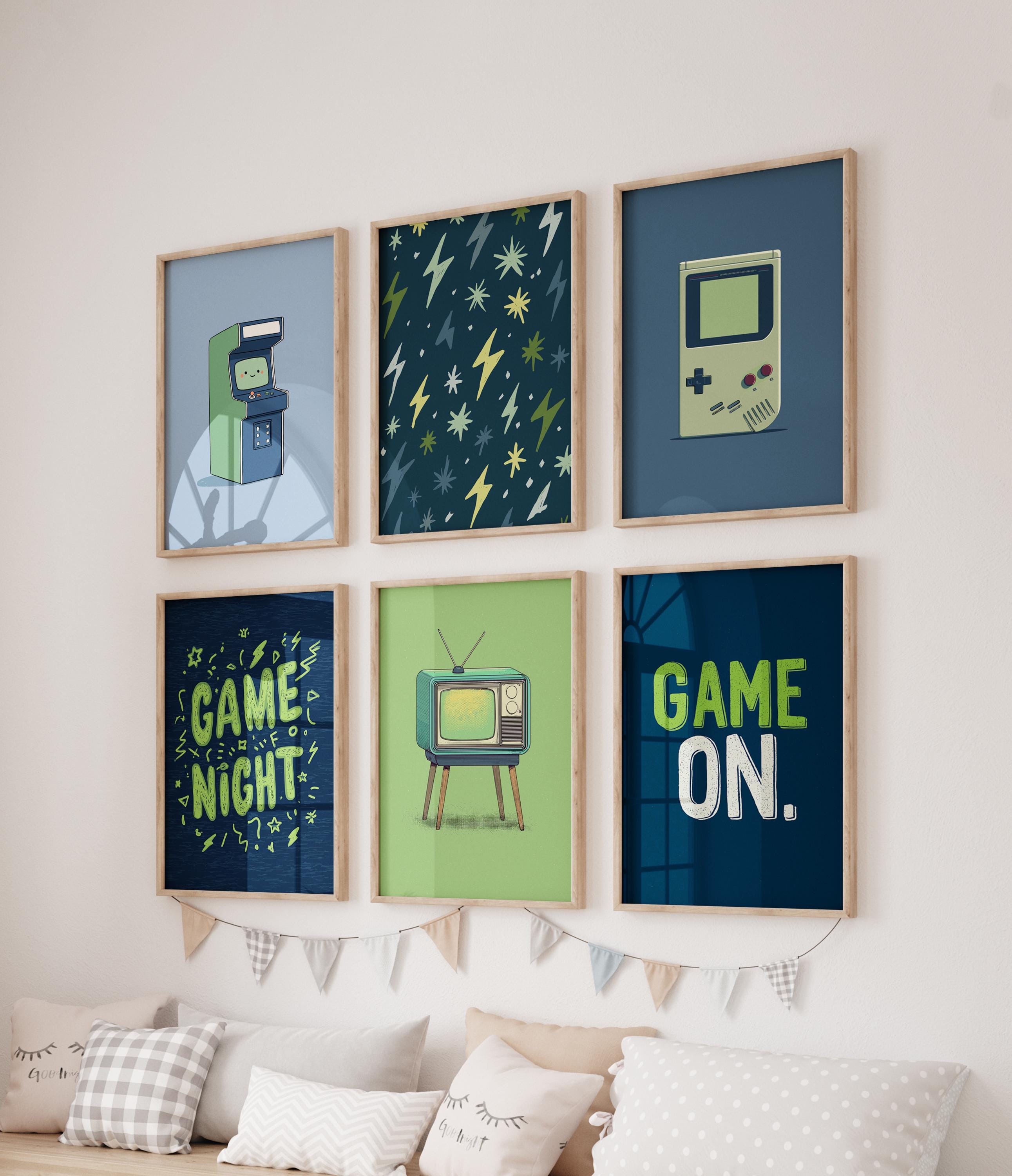 Retro Gaming Wall Art Set of 12: Boys Bedroom Gamer Decor - Video Game ...