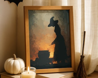 Victorian Witch Wall Art: Gothic Halloween Decor - Mystical Print - Moody Halloween Art (Digital Download)