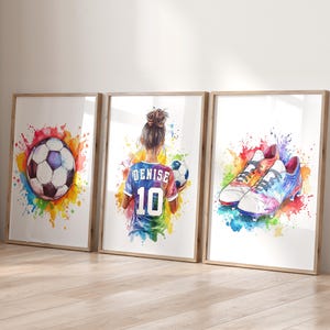 Girls Soccer Wall Art, Personalized Girls Bedroom Decor, Girls Sports Art, Soccer Prints, Soccer Gift for Girls, Custom Soccer Poster