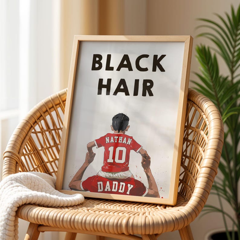 Regalos de fútbol personalizados para papá: Nombre, número y color de pelo personalizados - Regalo de padre e hijo para papá - Regalo del Día del Padre de parte de su hijo imagen 8