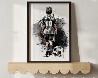 Personalised Football Gift for Boys Bedroom Football Decor, Football Print, Football Wall Art, Football Shirt Gift for Son, Football Poster