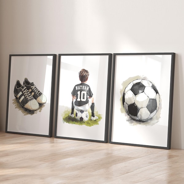 Lot de 3 affiches de football : cadeaux de football personnalisés pour garçon - COULEUR DE VOTRE KIT