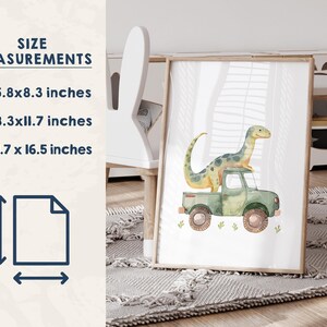 PICK YOUR DINOSAURS: Dinosaur Wall Art Prints - Toddlers Bedroom Decor - Dinosaur Nursery Art - Vehicle Playroom - Dinosaur Gifts for Boys zdjęcie 4