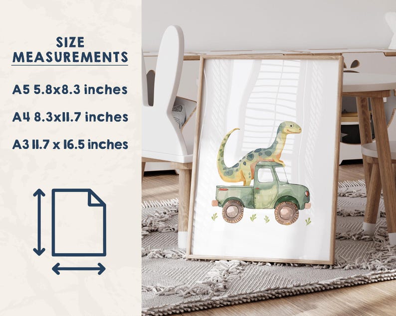 PICK YOUR DINOSAURS: Dinosaur Wall Art Prints - Toddlers Bedroom Decor - Dinosaur Nursery Art - Vehicle Playroom - Dinosaur Gifts for Boys zdjęcie 4