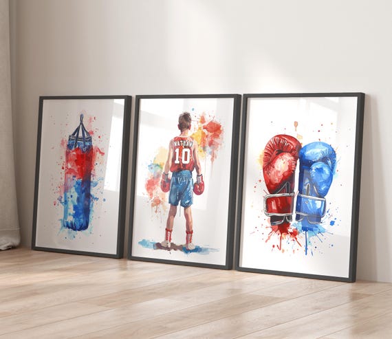 Personalised Boxing Wall Art Prints, Personalised Boxing Prints, Boxing Gift for Boys Bedroom, Gift for Boxer, Boxing Art, Boxing Poster