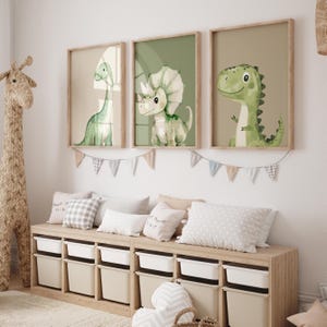 3er Set Dinosaurier Prints für Jungenzimmer, Dinosaurier Wandkunst, Dinosaurier Kinderzimmer, Dinosaurier Schlafzimmer Dekor, druckbare Wandkunst
