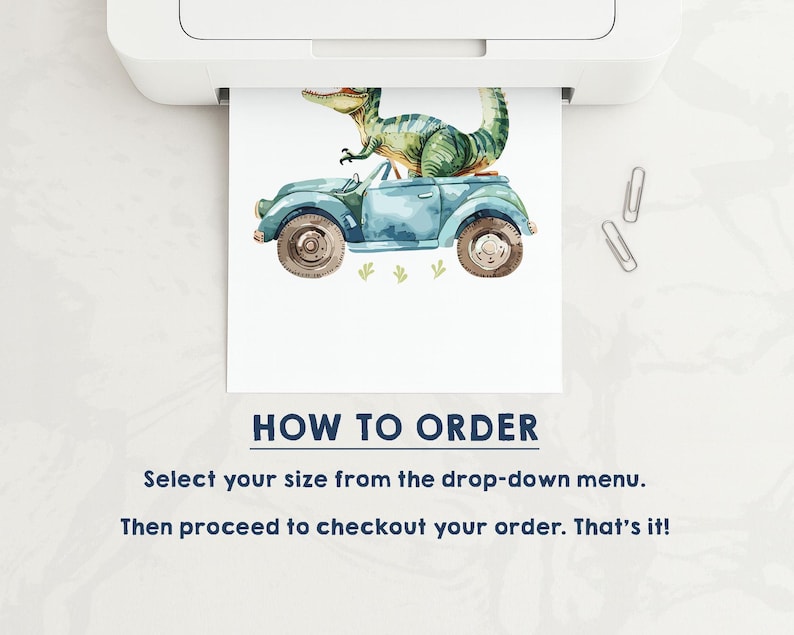 Dinosaur Wall Art Set of 3, Dino Car Nursery Prints, Kids Bedroom Decor, Boys Playroom Posters, Dinosaur Gift, Watercolour Animal Art imagem 4