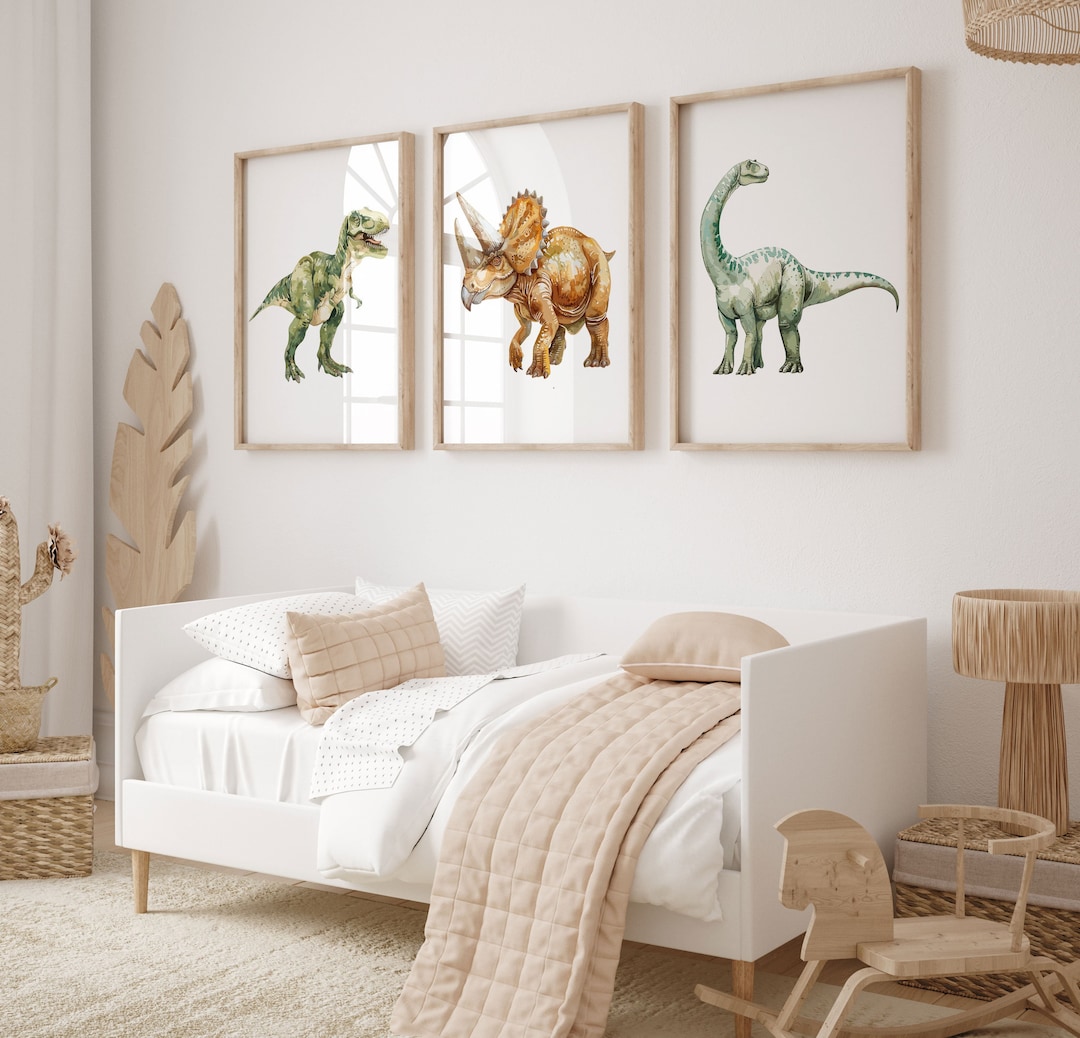 Dinosaur Prints, Set of Dinosaur Posters, Watercolor Dinosaur