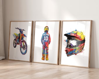 Personalized Motocross Prints, Dirt Bike Prints, Motocross Posters, Dirt Bike Wall Art, Boys Bedroom Decor, Boys Sports, Printable Wall Art