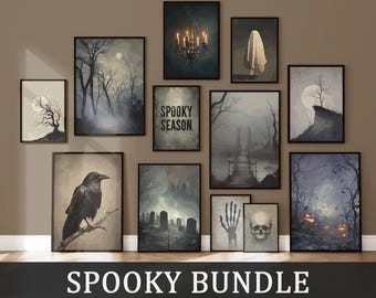 Halloween Prints: Spooky Fall Wall Decor - 12 Gothic Gallery Art Prints - Dark Academia Posters (Digital Download)
