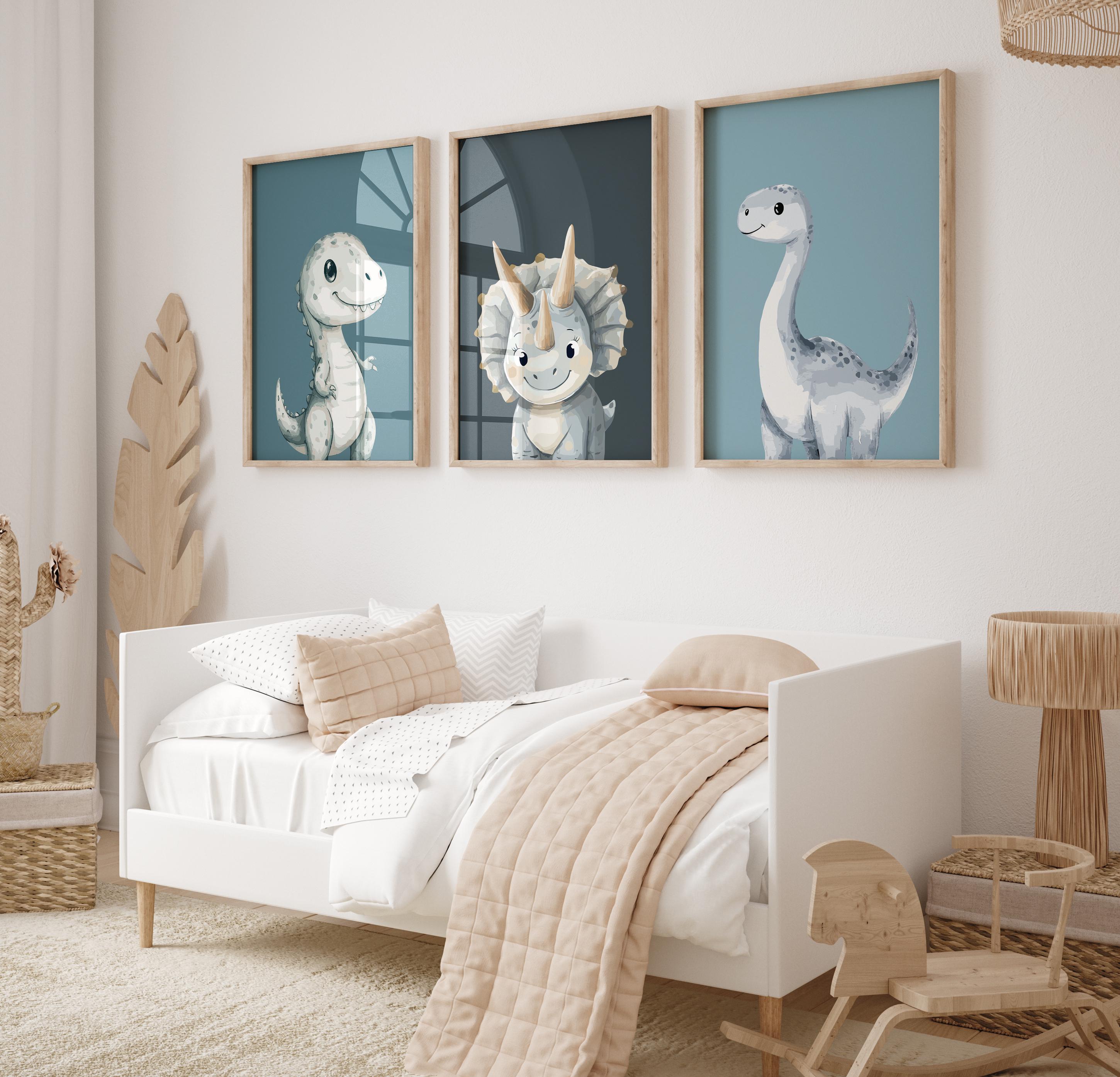 Dinosaur Nursery Prints: Set of 3 Boys Bedroom Decor (digital Download ...