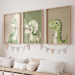 Set of 3 Dinosaur Prints for Boys Room, Dinosaur Wall Art, Dinosaur Nursery, Dinosaur Room Decor, Dinosaur Bedroom Art, Printable Wall Art