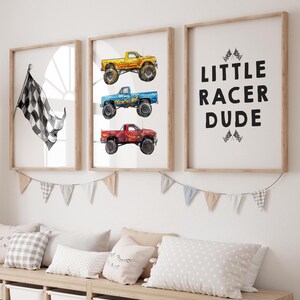 Monster Truck Nursery Prints, Boys Room Decor (Set of 3) (Digital Download)