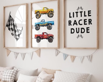 Printable Monster Truck Nursery Prints Set of 3 Trucks Wall Art Boy Playroom Decor Monster Truck Poster Boys Room Decor Monster Truck Prints