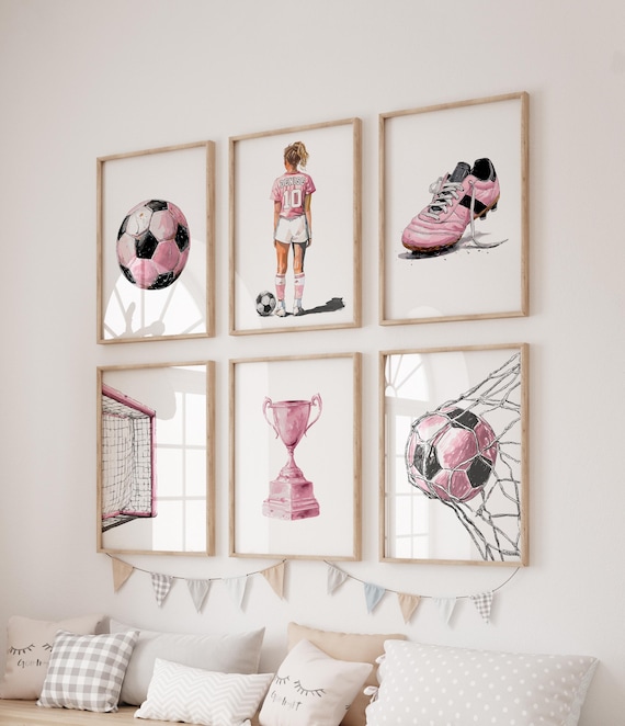 Girls Soccer Prints: Personalized Soccer Gift for Girl Bedroom Decor - Set of 6 Sports Wall Art - Custom Football Jersey (Digital Download)