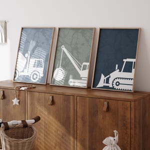 Printable Construction Prints, Construction Vehicles, Kids Gallery Wall Decor, Toddler Boy Room Decor, Truck Wall Art, Printable Wall Art