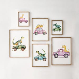Set of 6 Dinosaur Prints, Dinosaur Posters, Dinosaur Gift for Boys Dinosaur Nursery, Kids Gallery Wall Set, Dinosaur Wall Art, Boys Wall Art