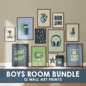 Retro Gaming Wall Art Set of 12: Boys Bedroom Gamer Decor - Video Game Posters (Digital Download)