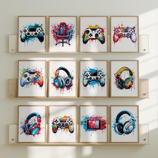Gaming Prints Set: Jungen und Mädchen Zimmer Dekor, Gamer Wand Kunst (Digitaler Download)