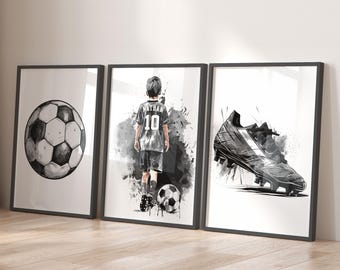 Láminas de fútbol personalizadas: ELIGE EL COLOR DE LA EQUIPACIÓN - Regalos de fútbol para la habitación de los niños - Arte mural personalizado con nombre y número