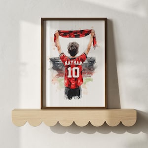 Impressão de arte de futebol personalizada: decoração esportiva personalizada para quarto de menino (download digital)