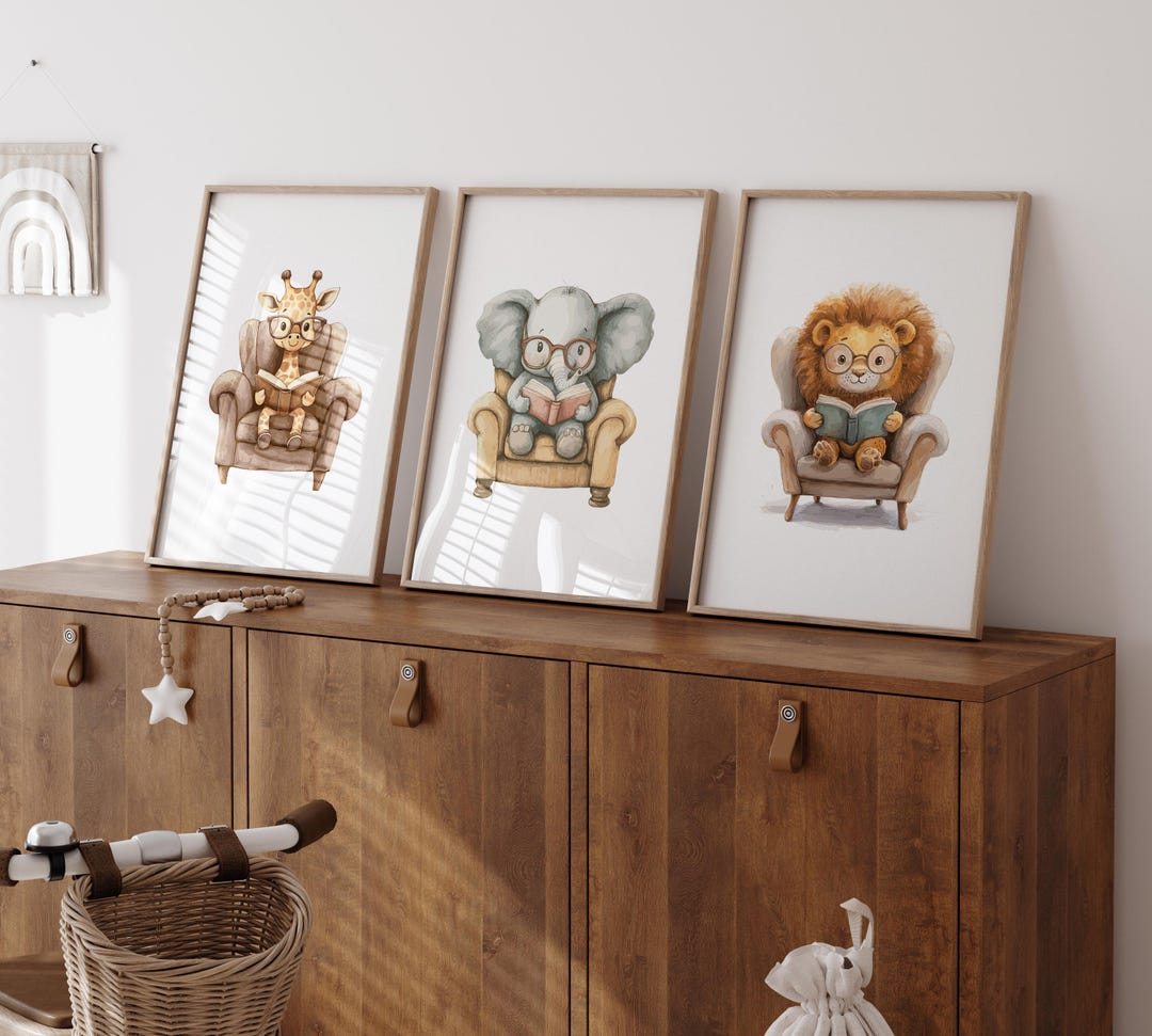 Safari Animal Nursery Prints Set: Playful Kids Room Decor - Etsy Australia