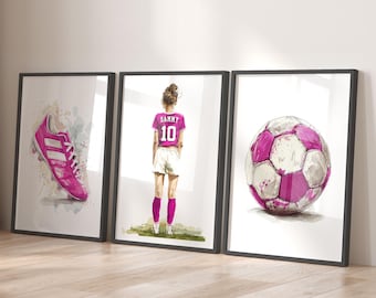 Girls Soccer Wall Art Prints, Personalized Soccer Prints, Girls Bedroom Decor, Soccer Gift for Girls, Soccer Poster, Soccer Jersey
