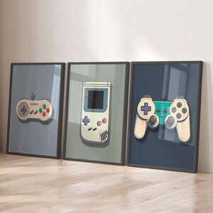 Set of 3 Retro Gaming Prints, Vintage Gamer Decor, Gaming Wall Art, Gamer Wall Art, Gift for Gamer, Boys Bedroom Decor, Video Games Room