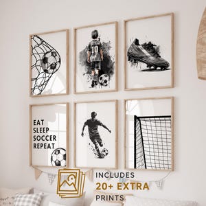 Stampe da parete personalizzate a tema calcio, decorazioni per la camera da letto dei ragazzi, stampe personalizzate con nome e numero della maglia (download digitale)