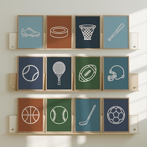 Lot de 12 impressions sportives, décorations murales pour chambre de garçons, ensemble d&#39;affiches de sport pour chambre d&#39;enfants, décoration de football, basket-ball et base-ball pour garçons, numérique