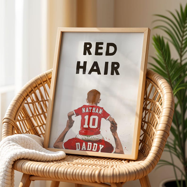 Regalos de fútbol personalizados para papá: Nombre, número y color de pelo personalizados - Regalo de padre e hijo para papá - Regalo del Día del Padre de parte de su hijo imagen 11