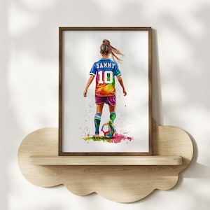 Personalized Soccer Prints, Girls Soccer Gift for Girls Bedroom Decor, Soccer Wall Art, Football Prints, Girls Football Gift, Soccer Art