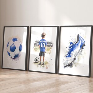 Pósteres de fútbol personalizados, láminas de fútbol, decoración de dormitorio infantil, regalo infantil, arte mural de fútbol, lámina de fútbol, arte de fútbol