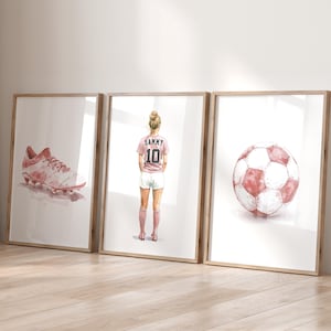 Personalisierter Mädchen Fußball Drucke, Name Fußball Drucke, Mädchen Schlafzimmer Dekor, Fußball Geschenk für Mädchen, Fußball Poster, Fußball Wandkunst