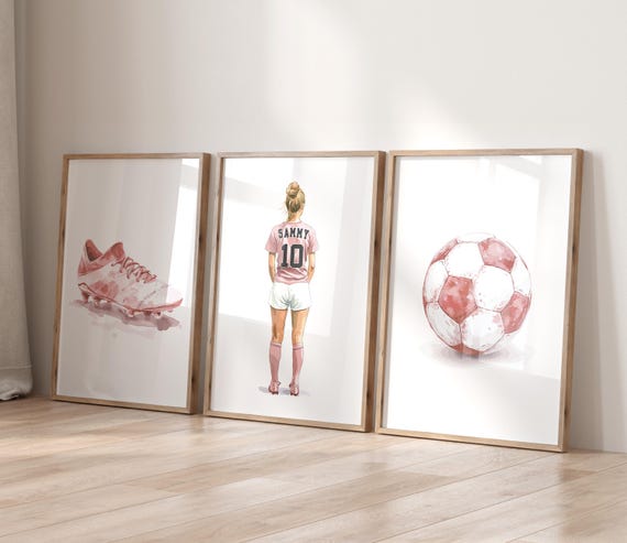 Personalized Girls Soccer Prints, Custom Name Soccer Prints, Girls Bedroom Decor, Soccer Gift for Girls, Soccer Poster, Soccer Wall Art