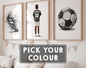 Personalised Football Prints, Football Gift for Boys, Football Wall Art for Boys Bedroom Decor, Football Poster, Kids Room Football Decor