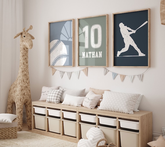 Personalized Baseball Wall Art Prints: Boy's Bedroom Decor (Digital Download)